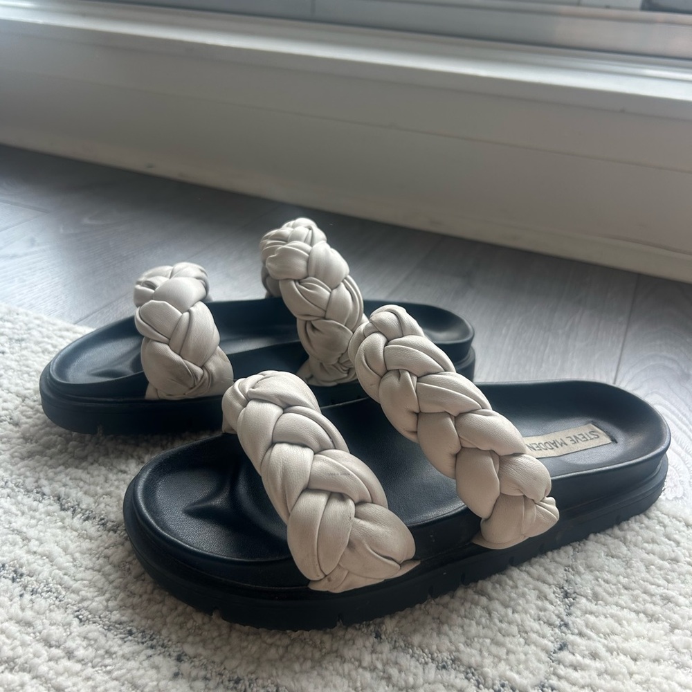 Steve Madden Braided Sandals - Black and Cream